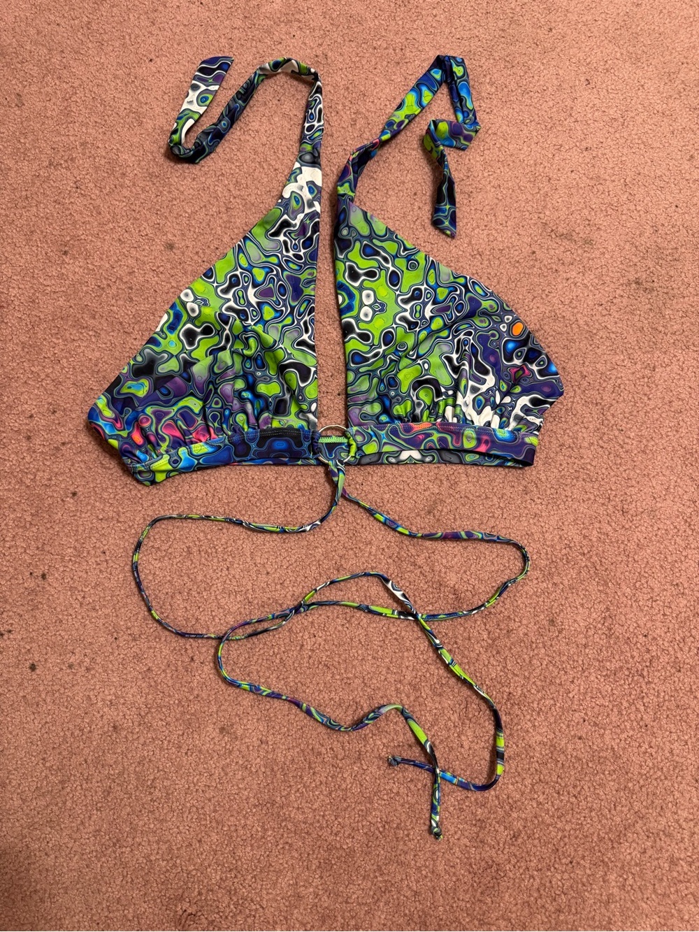 New 3x green Psychedelic halter top trippy hippy festival rave crop raver